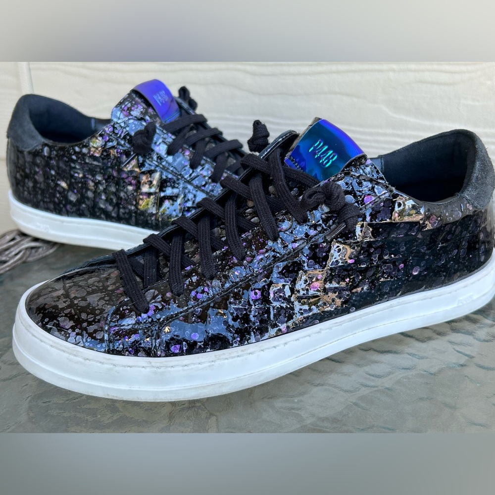 Nice! Womens P448 John Supernova Black Purple Patent Leather Sneakers 40 US 9-10